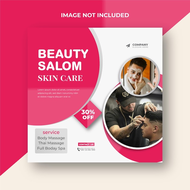 Beauty spa salon social media post template design Makeup parlour health or body massage