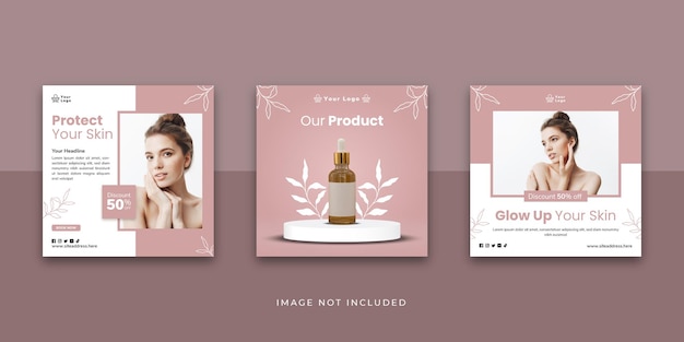 Beauty Spa Salon Social Media Post Template with Podium Product