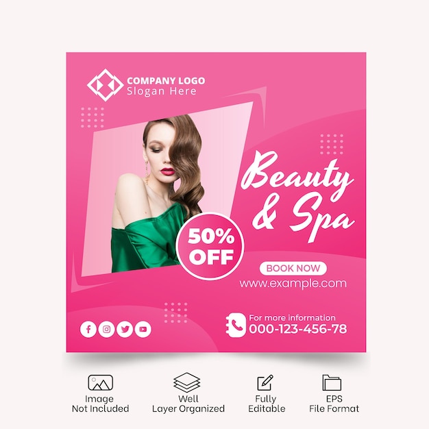 Beauty Spa social media post design templates