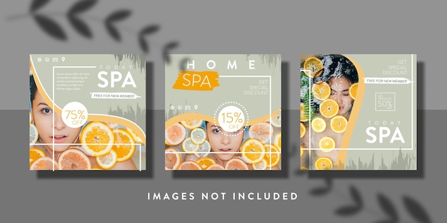 Vector beauty and spa social media post or flyer template set