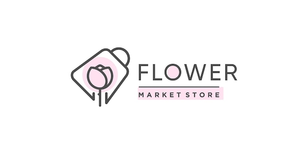 Beauty store logo design with flower and bag concept