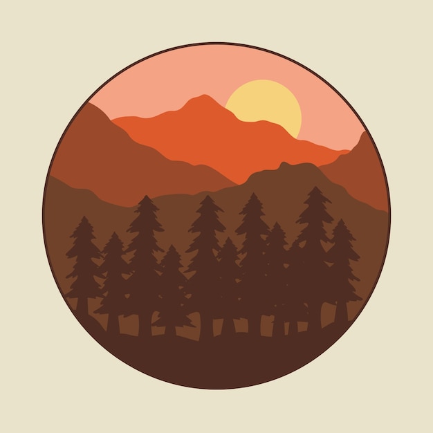 Beauty view of nature at late afternoon graphic illustration vector art tshirt design