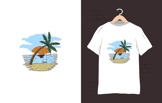 Beauty View Sunset Beach tshirt illustration