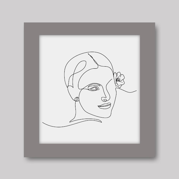 beauty woman face illustration continuous line art hand drawing