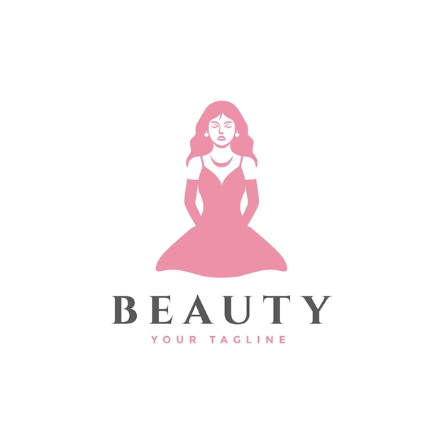 Beauty woman feminine boutique fashion luxury elegance lady logo design vector