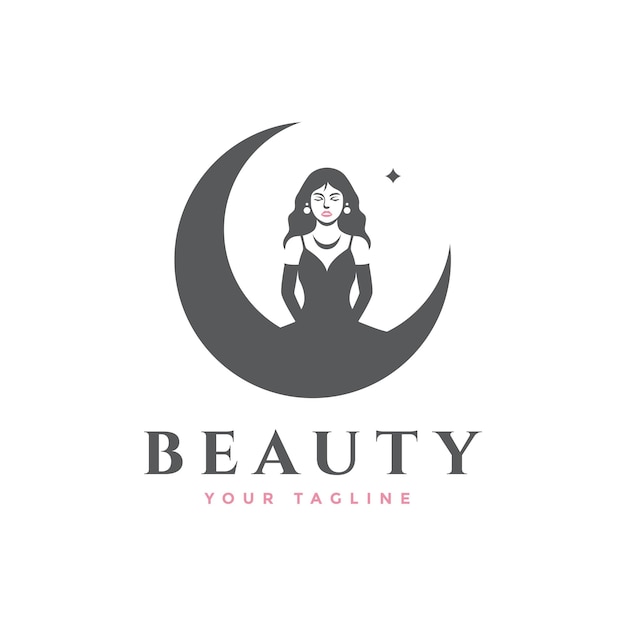 Beauty woman feminine boutique fashion luxury elegance lady logo design vector