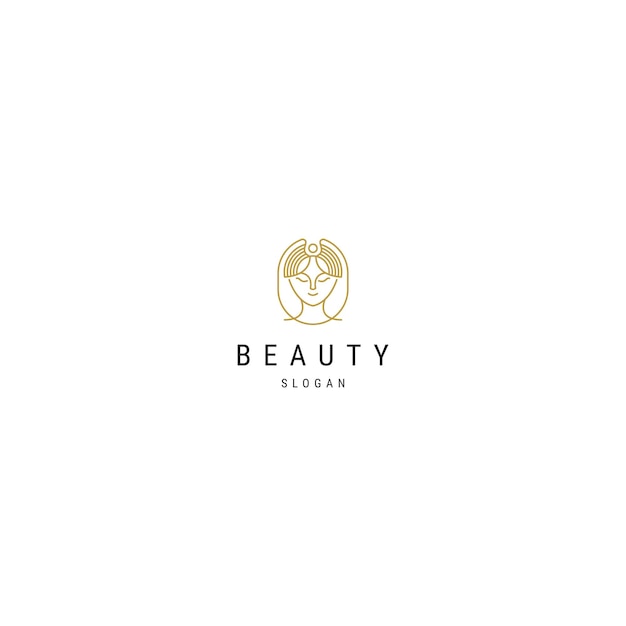 Beauty woman line art icon logo design template