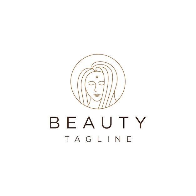 Beauty woman line art logo design template