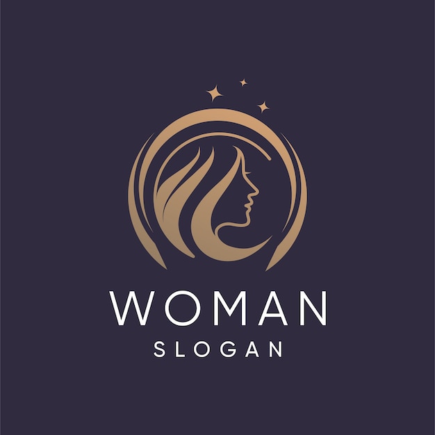 Beauty woman logo design vector with unique abstract style