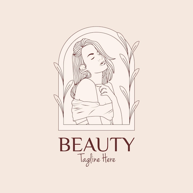 Beauty woman luxury line art logo design