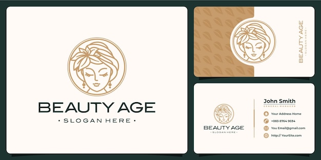 beauty woman luxury logo and business card