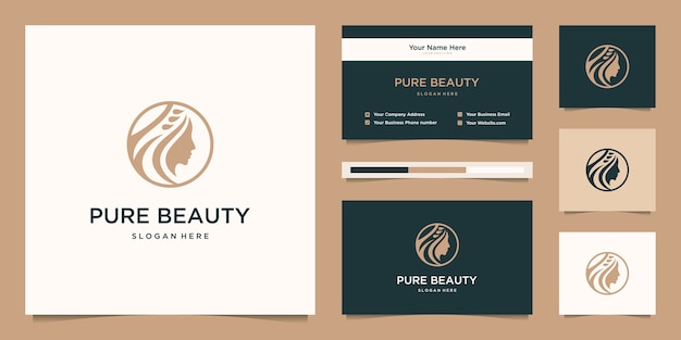 Beauty women face feminine symbol for salon, cosmetic, skin care and spa. logo  and business card