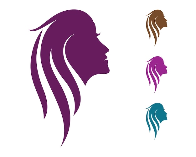 Beauty Women face silhouette character Logo Template