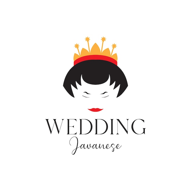 Beauty women face wedding Indonesian culture logo design vector graphic symbol icon illustration