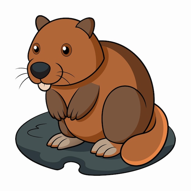 Vector beaver burrowing kawaii vector