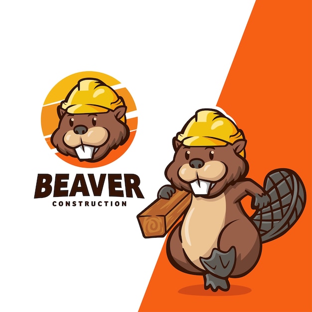 Beaver character mascot cartoon logo suitable for construction company