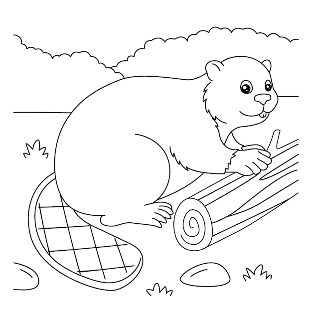 Beaver Coloring Page for Kids