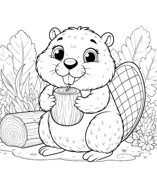 Beaver coloring pages vector art and illustration