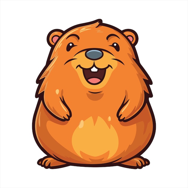 Beaver Cute Funny Cartoon Kawaii Clipart Colorful Watercolor Animal Pet Sticker Illustration