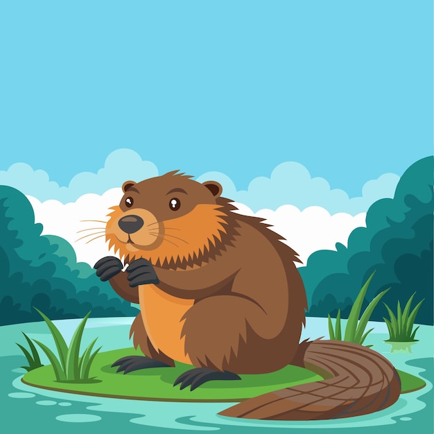 Vector beaver grooming vector