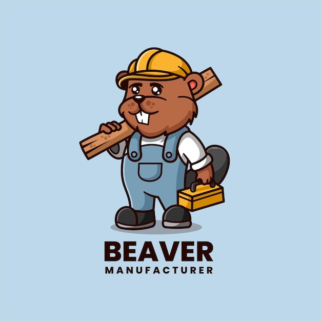 Beaver mascot character logo design vector illustration