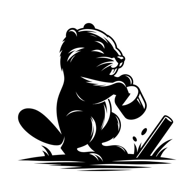 Vector beaver silhouette vector illustration in david yarrow style