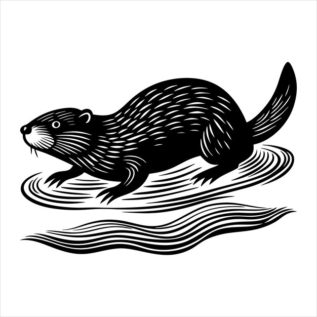 Vector beaver swimming svg