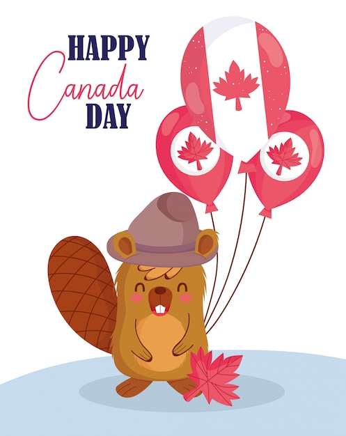 Beaver with canadian balloons design