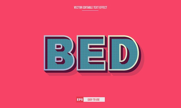 Bed 3d editable vector text effect