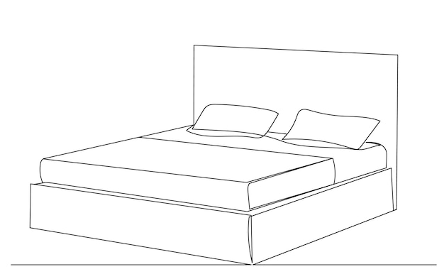 Bed continuous line drawing vector