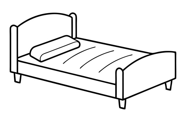 Vector bed line art vector illustration