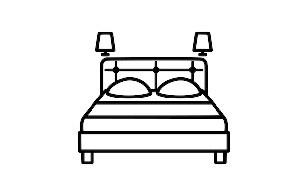 bed in motel apartment line icon vector