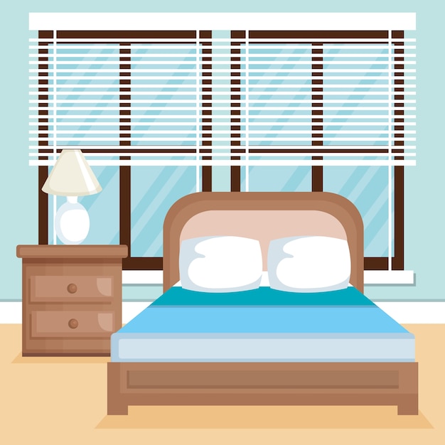 Bed room scene icon