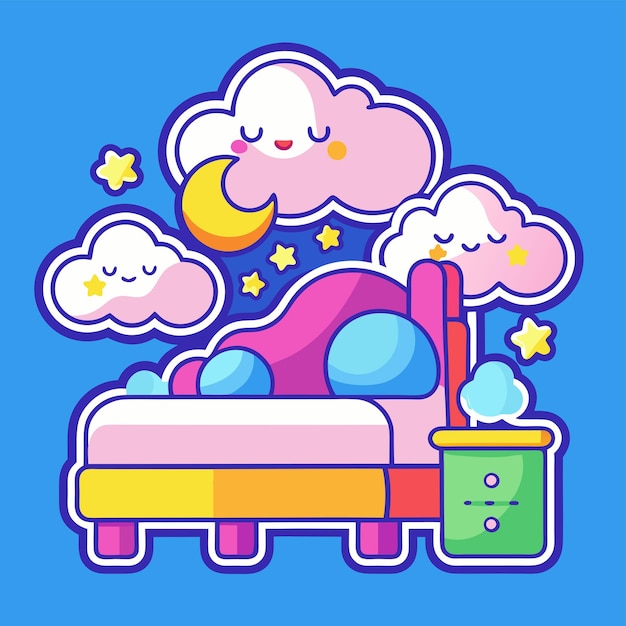 a bed sticker featuring clouds