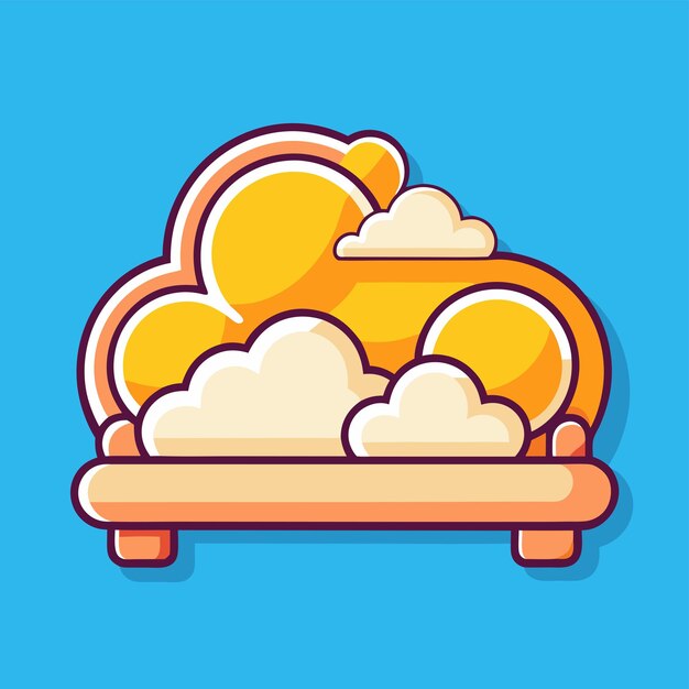 Vector a bed sticker featuring clouds