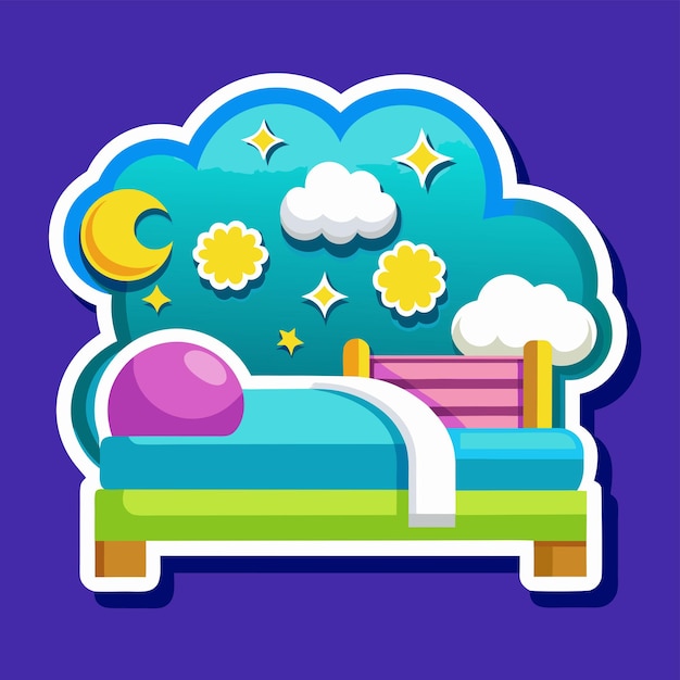 a bed sticker featuring clouds