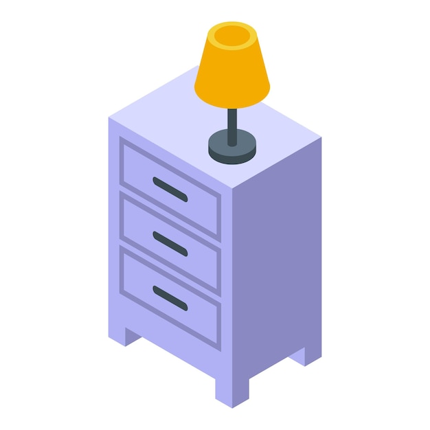 Bedroom lamp on drawer icon isometric vector Modern light