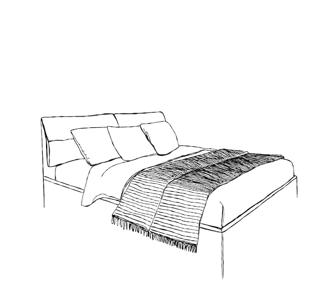 Bedroom modern interior sketch Hand drawn furniture