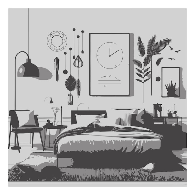 Vector bedroom vector bedroom silhouette vector bedroom illustration