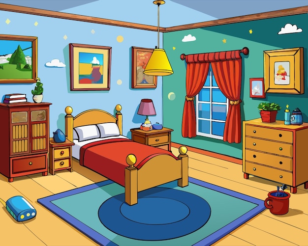 Vector bedroom vector illustration cartoon