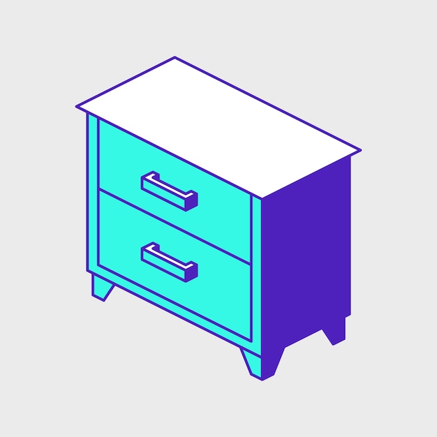 Bedside table isometric vector icon illustration