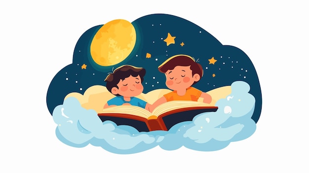 Vector bedtime reading for kids and teens nighttime storybook adventure