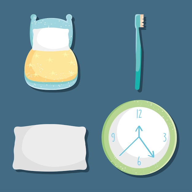 Bedtime routine icon set design