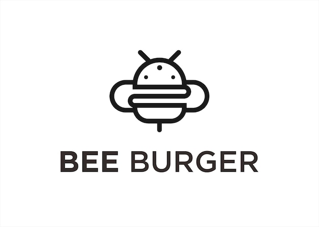 Bee burger logo design vector illustration