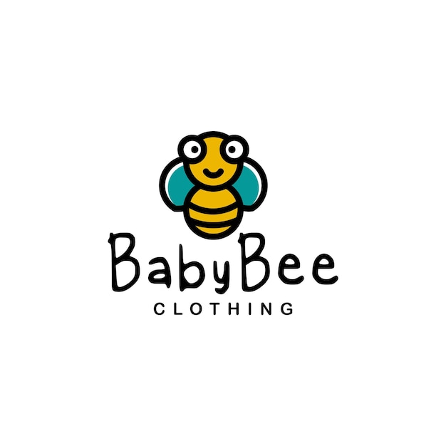 Bee Cartoon Character Baby Clothing Logo Design