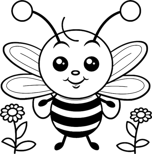 Bee cartoon coloring page coloring book for kids