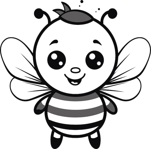 Bee cartoon coloring page coloring book for kids