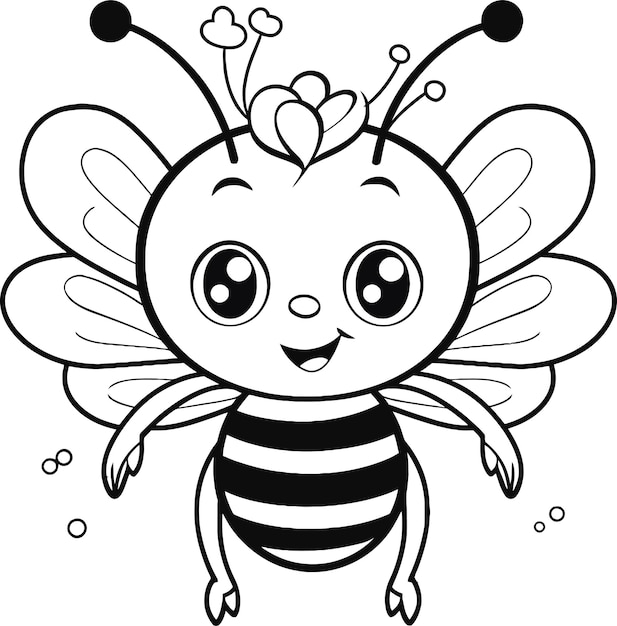 Bee cartoon coloring page coloring book for kids