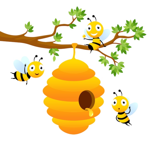 Bee characters. Vector cartoon mascot design isolated