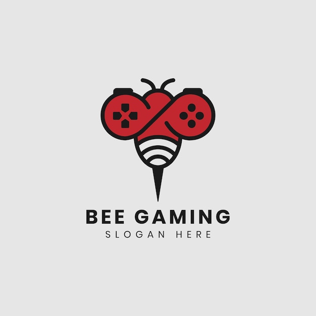 Bee Game Vector Logo Design Template